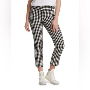 Alice + Olivia Stacey Gingham Slim Ankle Pants Size 2 Black White Check Low-Rise